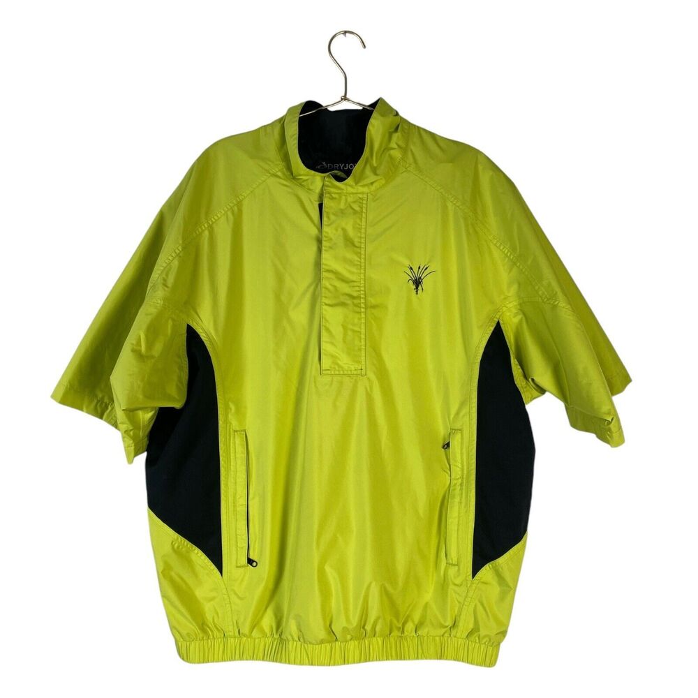 DryJoys FootJoy Golf Rain Shirt Jacket Mens M Yellow Short Sleeve 629